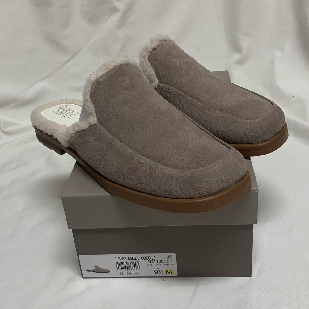 FRANCO SARTO Women’s Beige Bocca Suede Slide Mules ~ 9.5